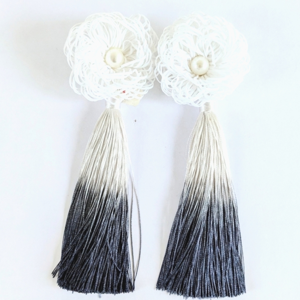 🟣Flower + Pearl Ombre Tassel Earrings NWT